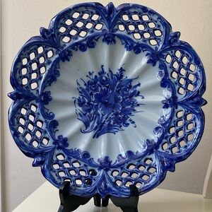 Vintage XL Hand painted Alcobaça plate Platter from Portugal